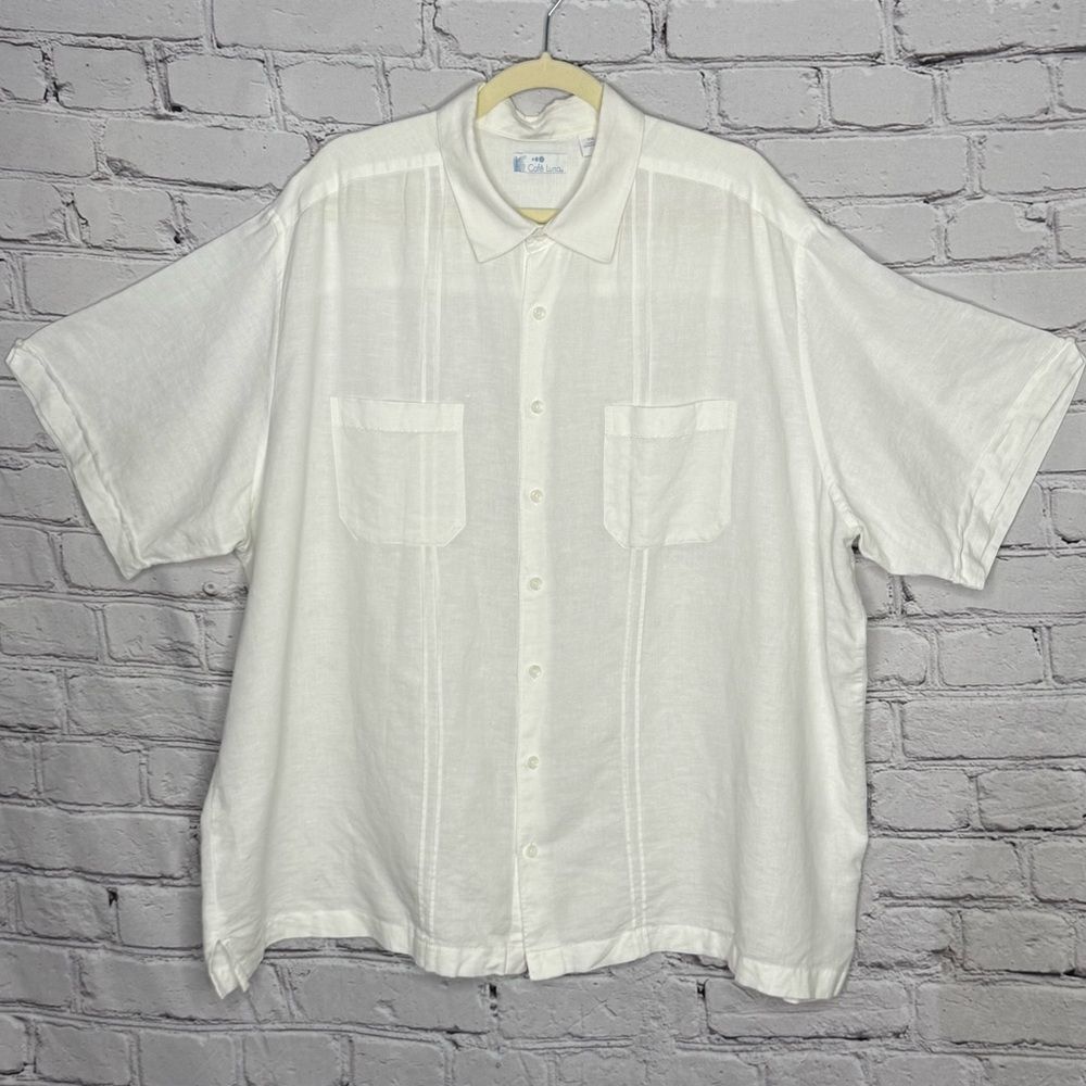 CAFE LUNA Guayabera Button-up Front Short Sleeves Shirt 2 Chest Pockets 2XL